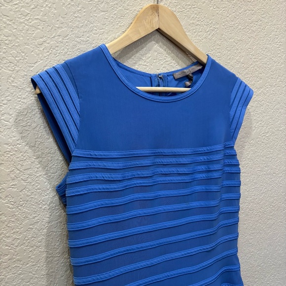 Halston Heritage Blue Illusion Stripe Fit & Flare Dress Size 6 - Picture 6 of 10